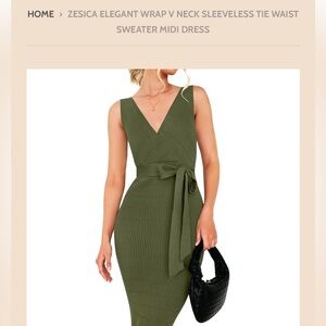 Medical wrap v neck sleeveless Olive Green Sleeveless Sweater Midi Dress Sz Med